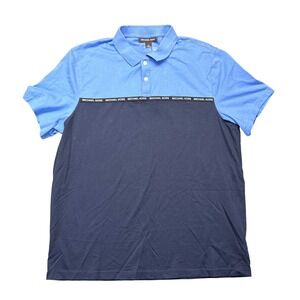 Michael Kors Polo Shirt Mens XL Blue Navy Colorblock Logo Short Sleeve Casual